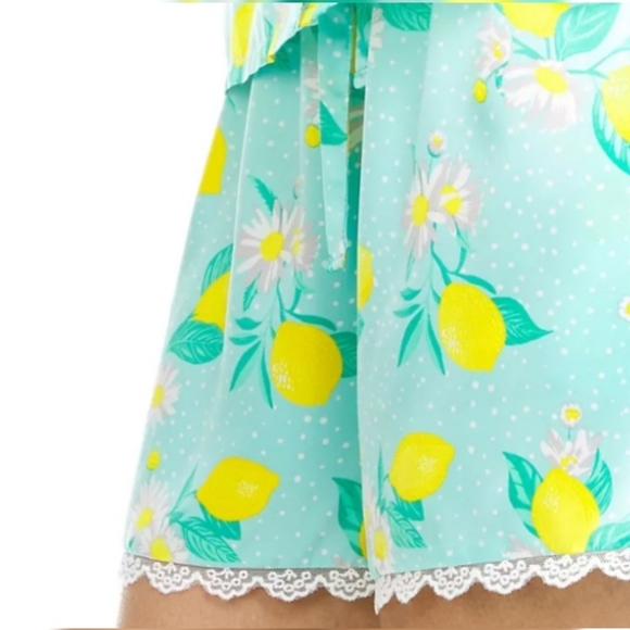 Flora by Flora Nikrooz Womens Citrus Satin Notch Collar PJ Set NWT Sz L NWT - Picture 4 of 8